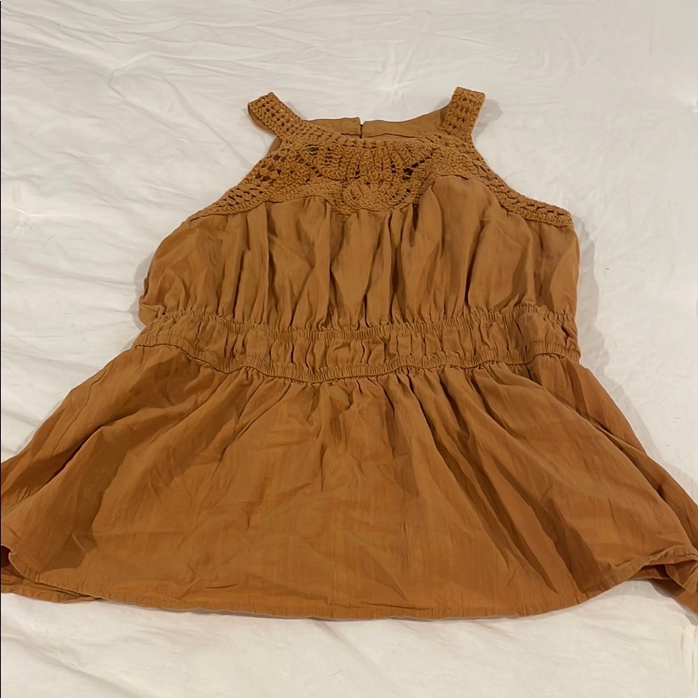 Maurices Mustard Crochet Detail Top